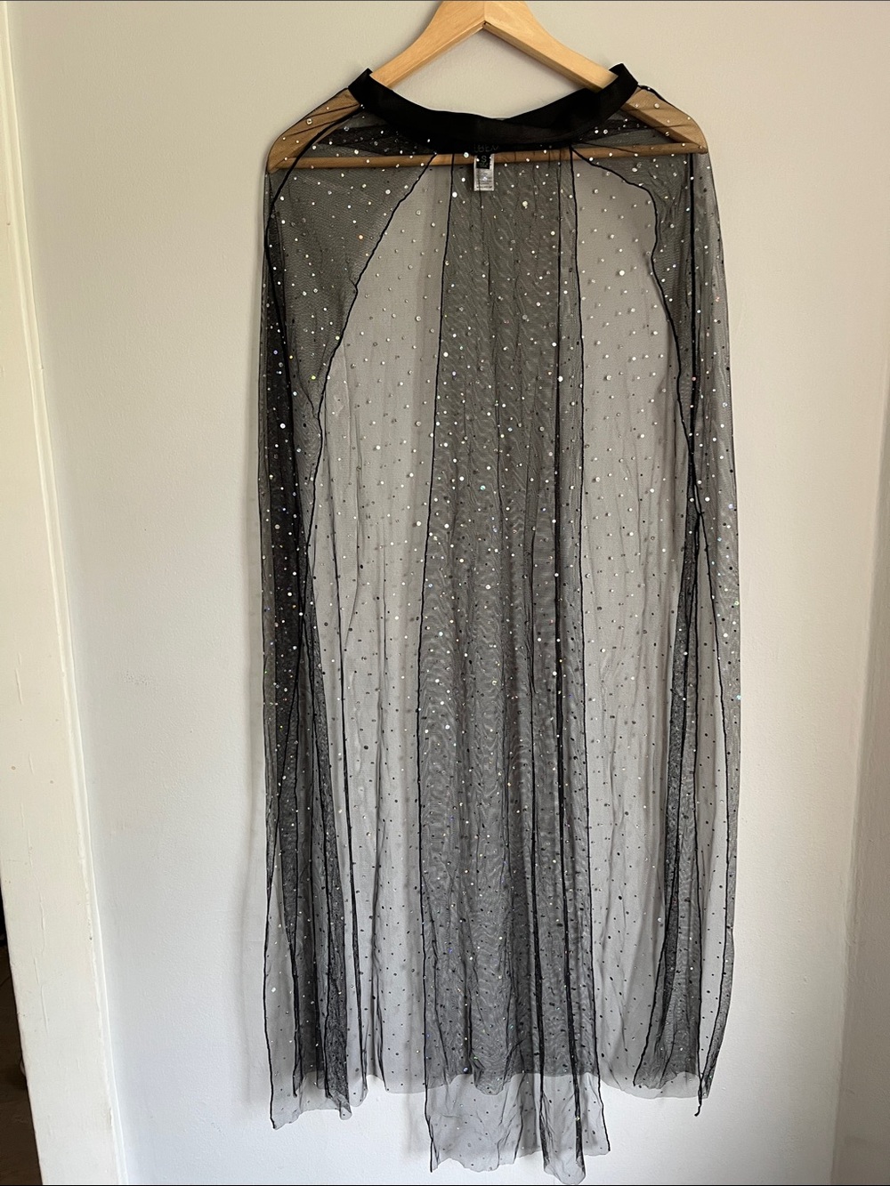 Black Sheer Beaded Maxi Skirt - Elegant Evening/Rave Wear